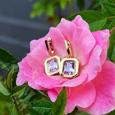 Elise Amethyst Earrings – 22ct Yellow Gold Plated